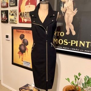 Calvin Klein Sleeveless Polished Gold Zipper Dress